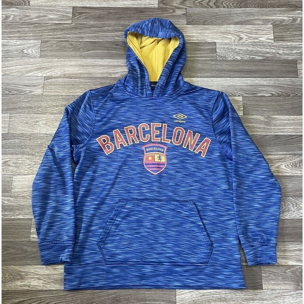 UMBRO FC Barcelona Hoodie Sweatshirt Men’s Small Blue Abstract Y2K Soccer